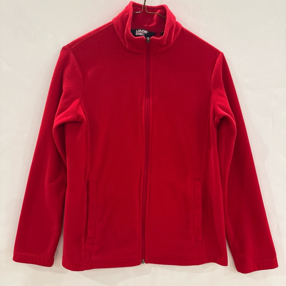 Women’s Lands End Red Fleece Full Zip Jacket